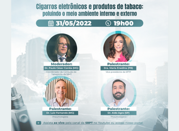 Dia Mundial Sem Tabaco: SBPT realiza evento ao vivo no YouTube